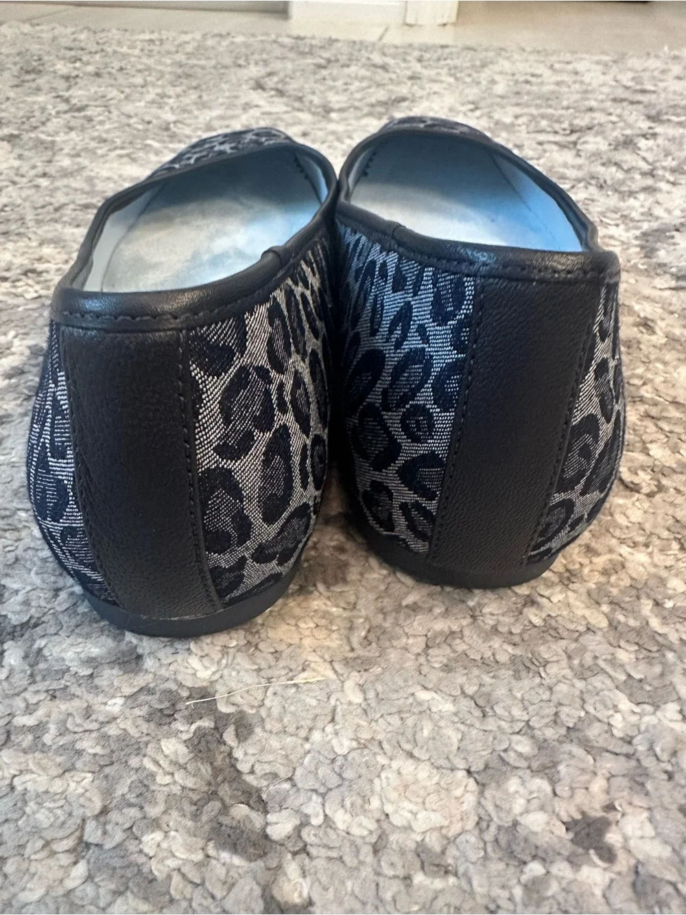 Vionic Black and Gray Leopard Print Slip-On Flats